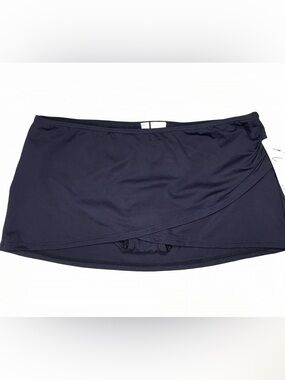 Anne Cole Swim Skirt XL Black Bikini Bottoms Skort Ruched Side NWOT